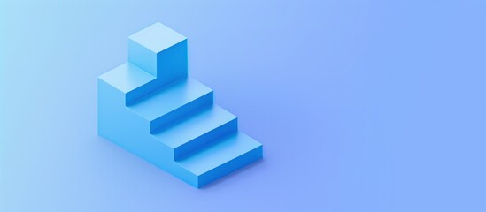 Abstract 3D geometry background. Growth promotion illustration. Minimalistic blue banner wallpaper poster design template.