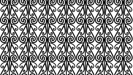 Seamless Traditional Maori Pattern with Koru or Silver Fern Fiddlehead Curves