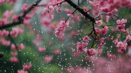 Sakura dampened by the rain