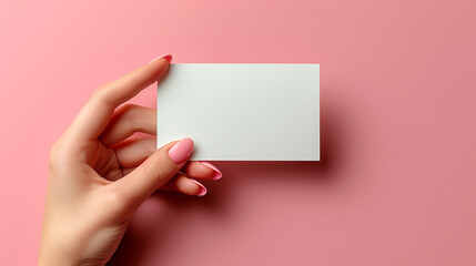 Obraz premium Hand holding blank card and paper for business communication and marketing presentation