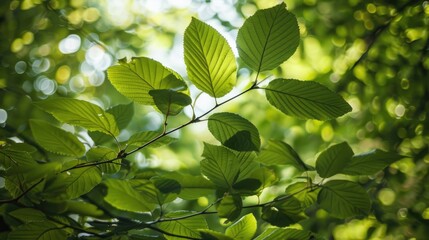 Obraz premium Close up of tree leaves in a Danish forest on a summer day Serene wild flora thriving in a secluded picturesque natural setting