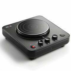 Fototapeta premium Portable induction hob with touchpad isolated on white background. Modern cooking technology.