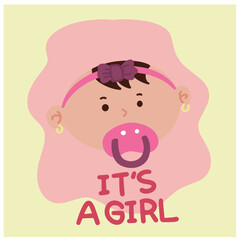 It is a girl baby shower cartoon spill baby gender vector cartoon illustration