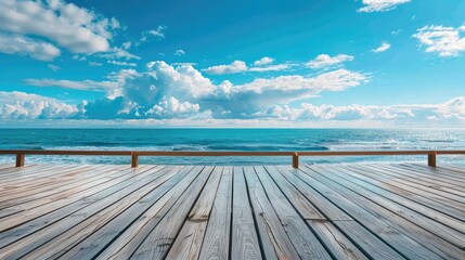 Obraz premium Deck made of wood by the seaside in a popular tourist destination