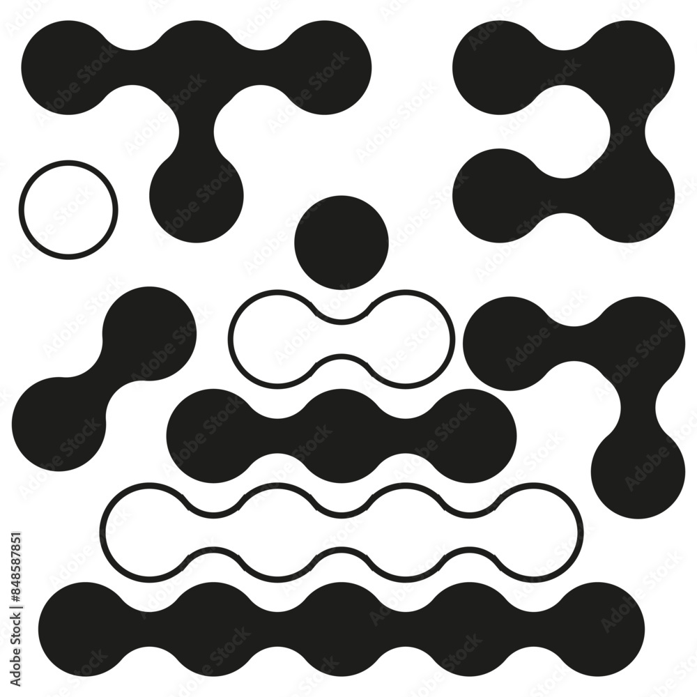 Poster abstract molecule shapes. black and white designs. geometric vector patterns. modern graphic element
