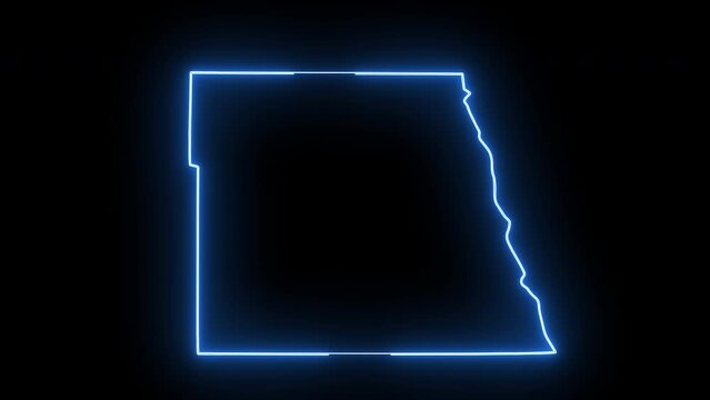 map of Grand Forks in dakota with a blue glowing neon effect