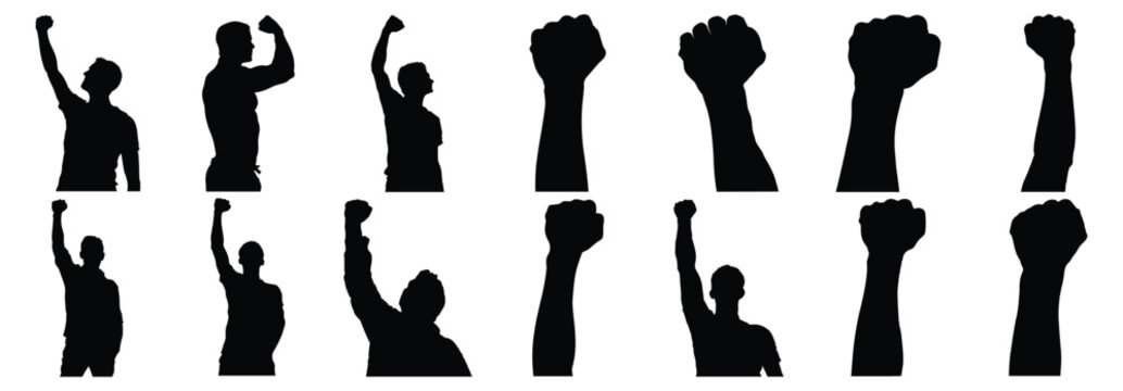 Fist silhouette set vector design big pack of illustration and icon