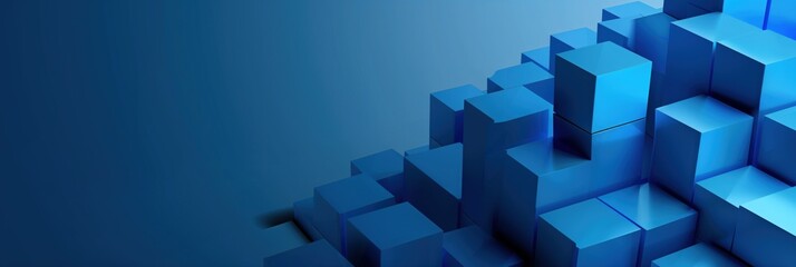 Fototapeta premium Abstract 3D geometry background. Growth promotion illustration. Minimalistic blue banner wallpaper poster design template.