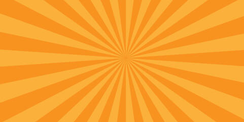 Obraz premium Abstract orange sun rays and sunburst backdrop background. seamless retro vintage burst sunrise sunbeam element spiral striped vector wallpaper design. 