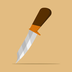 Hunting knife concept. hunting knife isolated on background. cutting tool, cutting knife or kitchen knife, combat, hunting dagger. flat Vector illustration on background.