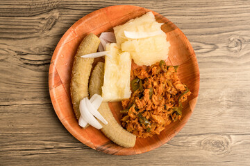 Salted cod with yuca and plantains
