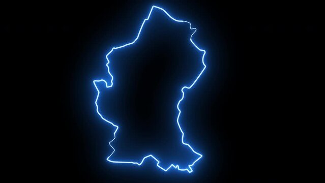 Watford City map in dakota with blue glowing neon effect