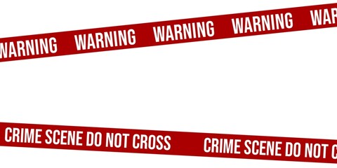 Crime scene tape. Criminal illustration on white background. Red warning barrier tape. Flat design. 