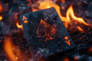 A black playing card with a red Ace and a red heart on it