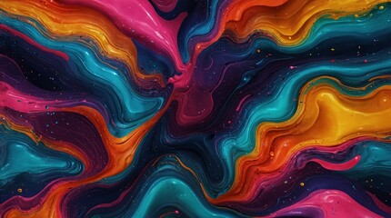 Fototapeta premium Abstract Fluid Art Featuring Vibrant Colors and Dynamic Swirls in a Neon Palette. Perfect for Modern Art, Creative Designs, and Digital Illustrations Showcasing Bold and Energetic Motifs