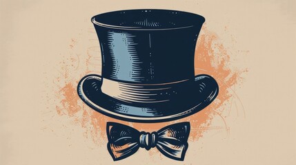 Illustration featuring a dapper top hat and a stylish bow tie
