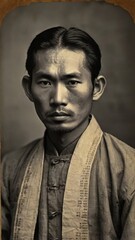 Fototapeta premium Asian men vintage old picture historical 