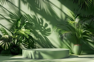 Fototapeta premium Product podium among green plants