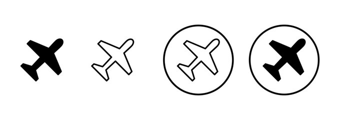 Plane icon vector isolated on white background. Aeroplane vector icon. Flight transport symbol. Travel element illustration. Holiday symbol. Airplane