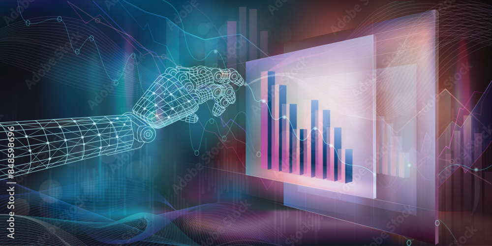 Poster abstract graphics on the topic of the development of financial indicators and investments