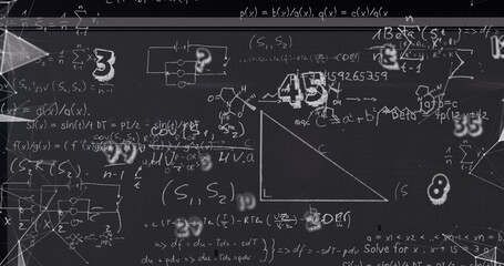 Image of mathematical equations over data processing
