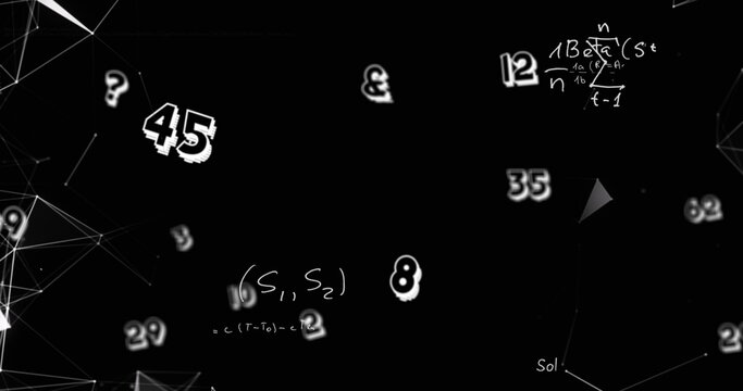 Image of mathematical equations over data processing
