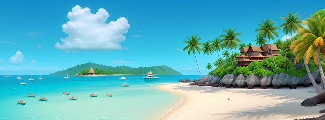 beach with palm trees