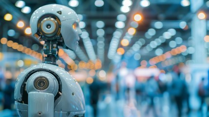 Blurry glimpses of robots and artificial intelligence on display at a tech expo making attendees wonder about the future of technology.