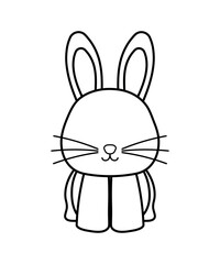 Cute Rabbit in Black Line Drawing Pet Animal Cartoon Vector Illustration