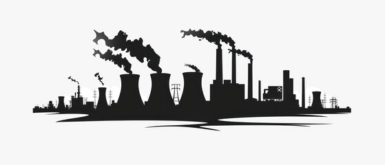 Obraz premium power plant emitting smoke against a grungy urban backdrop at night