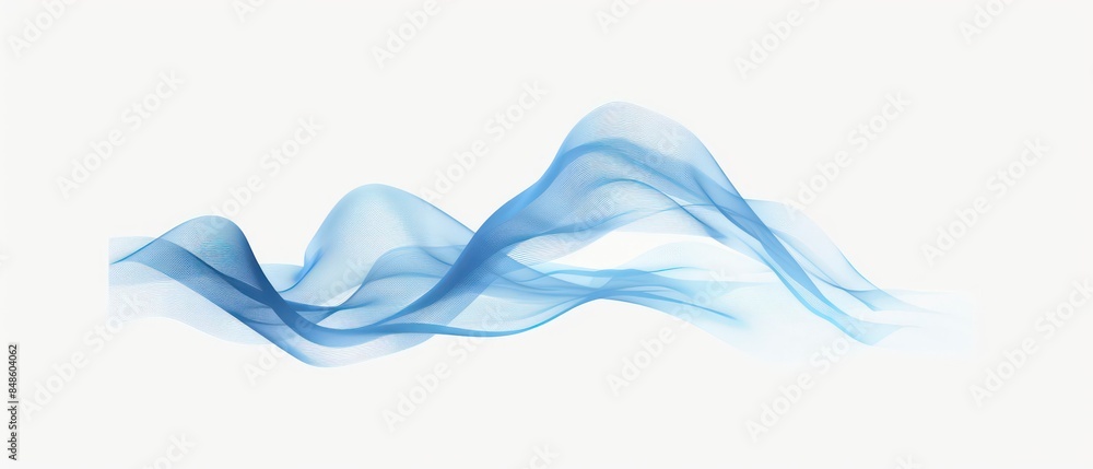 Poster blue wave illustration with curved lines and swirls, creating a seamless pattern for wallpaper or ba