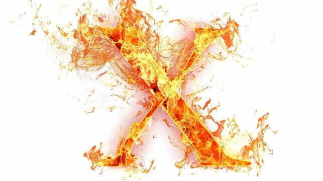 Letter X made by fire on white background UHD wallpaper