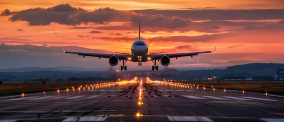 jet aircraft taking off from the runway, capturing the essence of flight and air transportation