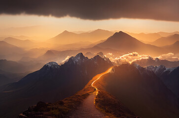 山, 道, 崖, ハイキング, 旅, 絶壁, 山道, 夕焼け, 夕陽, mountain, road, cliff, hiking, journey, cliff, mountain road, sunset