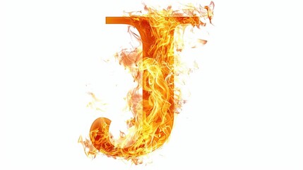 Letter J made by fire on white background UHD wallpaper