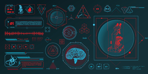 Vector data elements for sci-fi interface infographics.