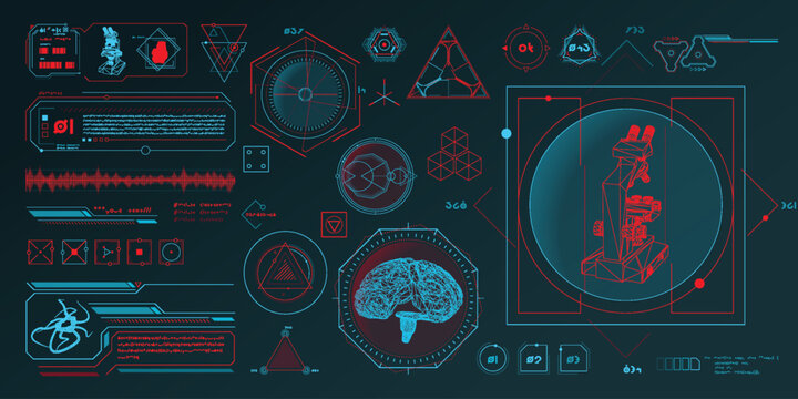 Vector data elements for sci-fi interface infographics.