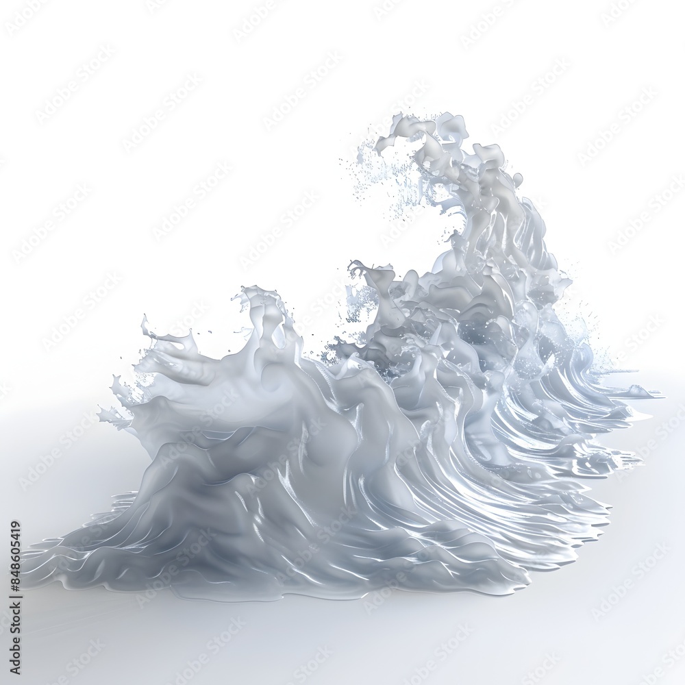 Poster swirling foam wake of a passing boat in 3d rendering