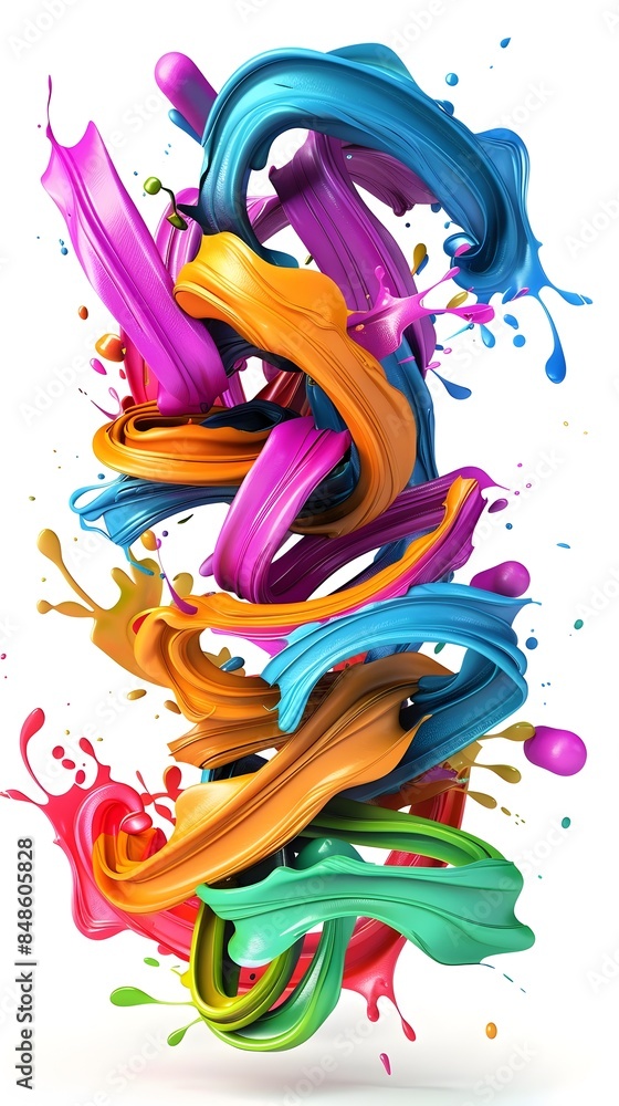 Poster vibrant graffiti-style paint splatter in dynamic abstract 3d rendering
