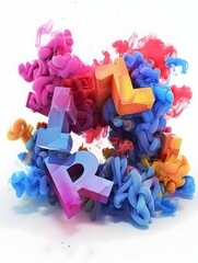 Fototapeta premium Vibrant Hues of Colored Smoke Blending into Bold Graffiti-Inspired Typography on a Crisp White Background