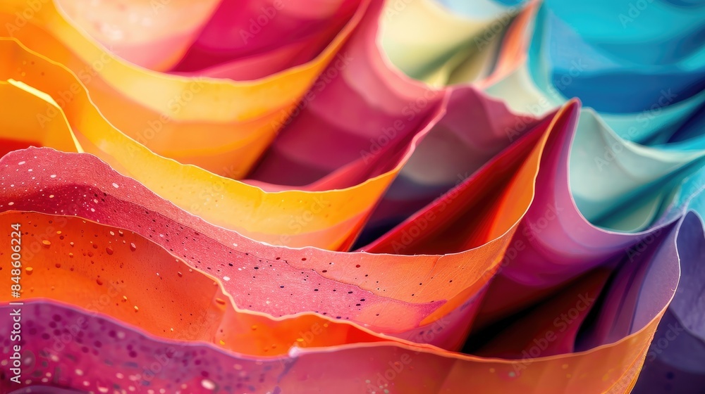 Poster abstract and vibrant multicolored paper textures with a macro look