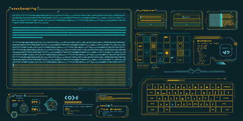 Vector data elements for sci-fi interface infographics. © conceptcafe