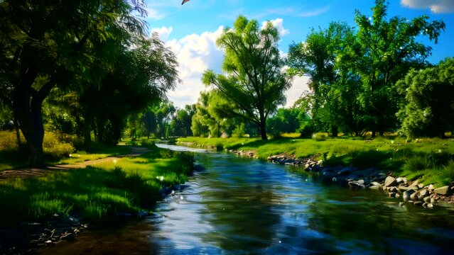 Flowing Tranquility: Embracing Serenity by the River's Tranquil Waters
