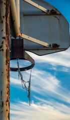 Rusted basketball hoop 
