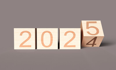 2024 2025 cube block wooden square change calendar business beginning start happy new year merry christmas december january month planner object schedule diary success diary holiday annual time future