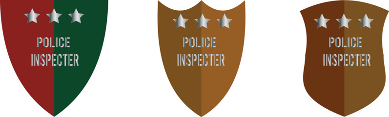 Police badge. Police department emblems isolated on white and black background. Flat outline badges with shields for cop, officer and sheriff. Symbol of detective and policeman. Vector.