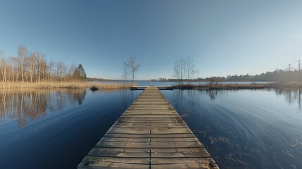 Obraz premium Wooden t shpaed on the river UHD wallpaper