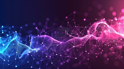 Abstract network with pink and blue glowing nodes