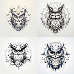 Obraz premium Owl steampunk tattoo idea