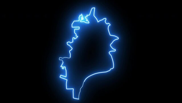 map of New Albany in ohio with a blue glowing neon effect